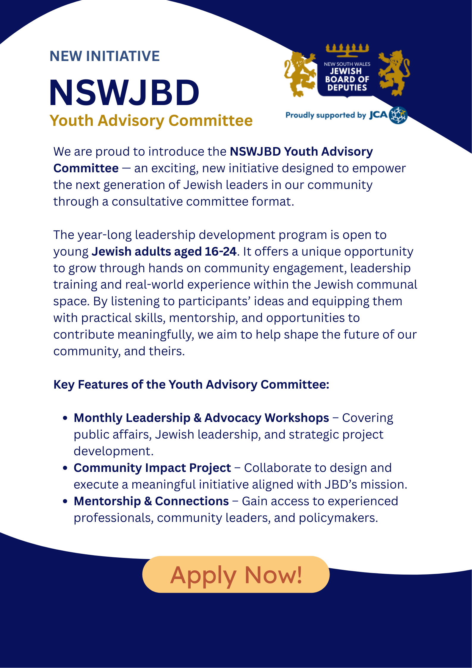 New Initiative - NSWJBD Youth Advisory Committee (1)