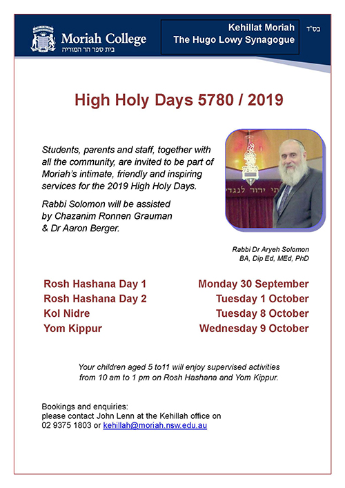 high holy days 2019 flier